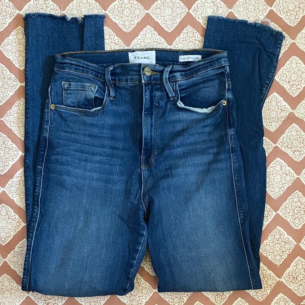 Frame Denim Women's Dark Blue Ankle Jeans Le Sylvie slender straight size 28